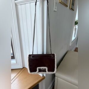 JW PEI Brown Leather Shoulder Bag with Chain Strap